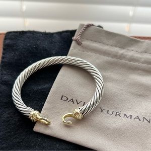 David Yurman 7mm Gold Buckle Cable Bracelet .925